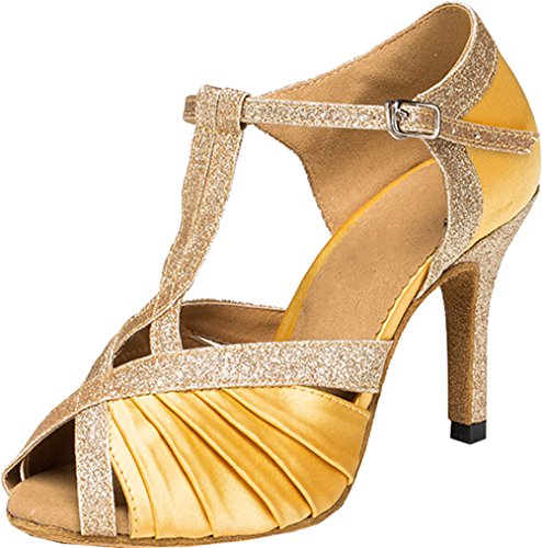 Chaussures de danse latine femme bride en T pour danser sans douleur en jaune 40.5