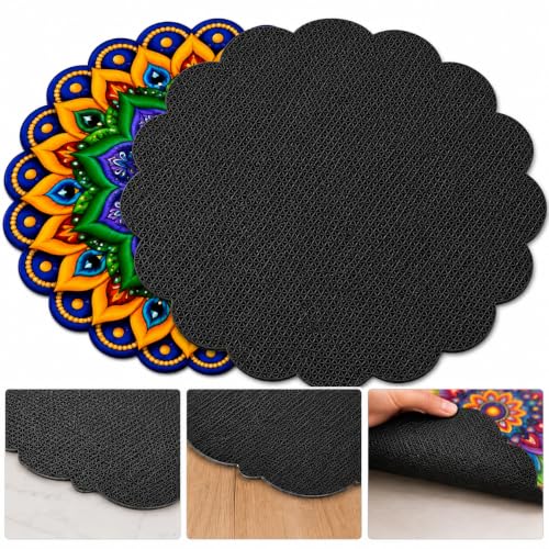 Image of 3D Floral Door Mat | Water Absorbent, Anti-Skid, Machine Washable Floor Mat | Soft Microfiber Carpet for Home, Living Room & Bedroom | Premium Decorative Mat (Multy, Round)