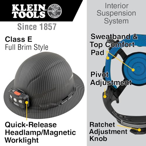 Casque de sécurité non ventilé Classe E Klein Tools avec lampe et coussinet - 3