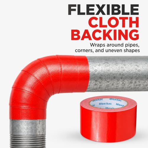 Image of Red Duct Tape, 2 Rolls, 2 in x 30 yd, Heavy Duty Cloth Tape