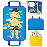 WATINC 32Pcs Body Parts Learning Portable Felt Story Board Set, Preschool Human Organ Educational Teaching Storytelling Travel Board, Flannel Early Interactive Play Kit Christmas Gift for Toddlers Kid