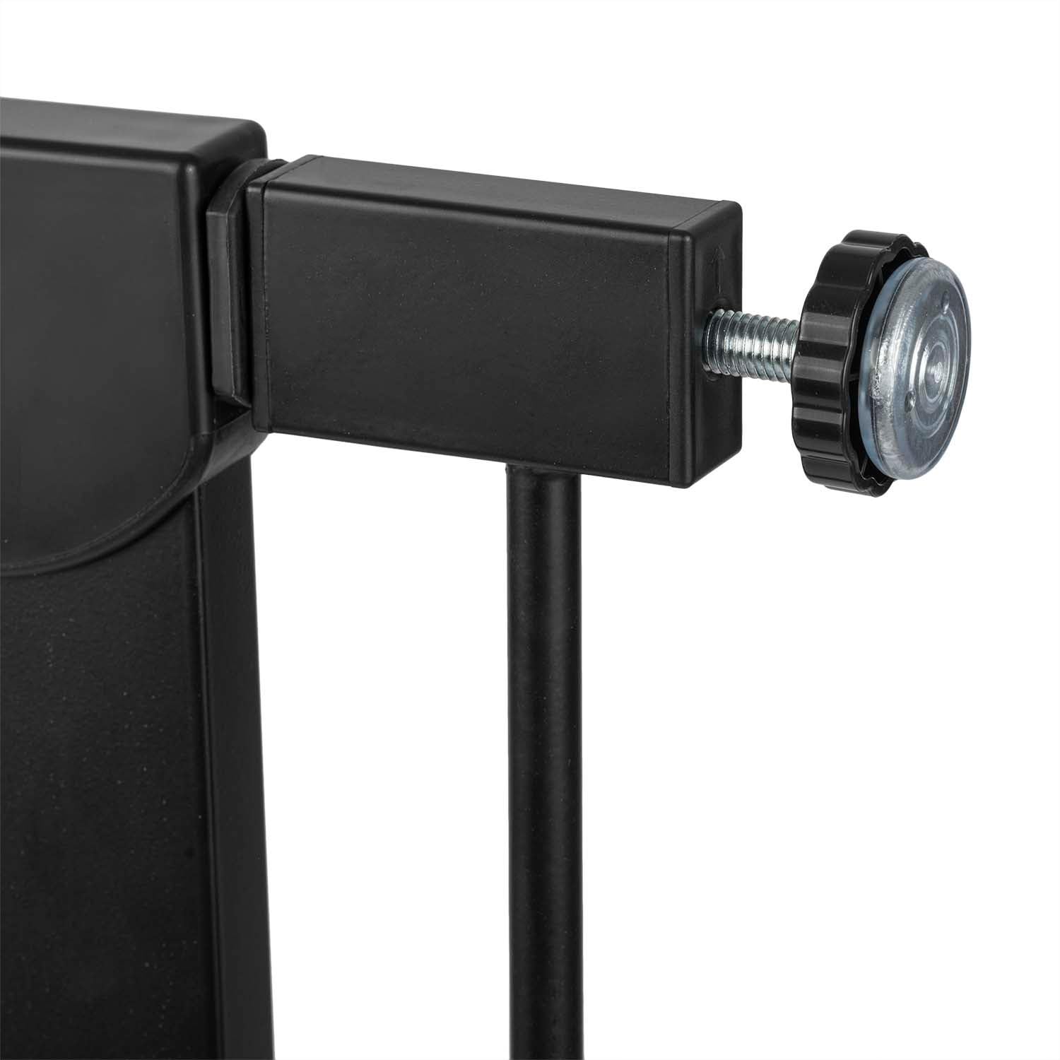 Nukido Barrière de Protection d'escalier, sans perçage, à 90°, pour bébé, Enfant, Largeur réglable, 76 à 104 cm, Marron et Noir, 104 x 77 cm