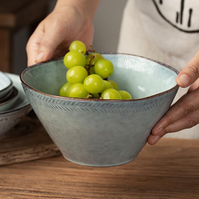 Talerze retro ceramiczna duża miska na owoce retro duża miska na warzywa o dużej pojemności talerze obiadowe (B, 7 szt.)