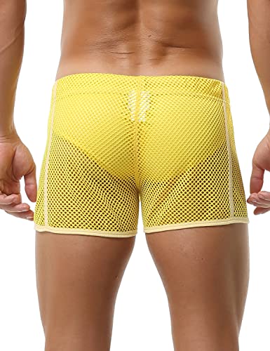 SEOBEAN Mens Low Rise Swim Sport Sexy Mesh Trunks Shorts 2206022