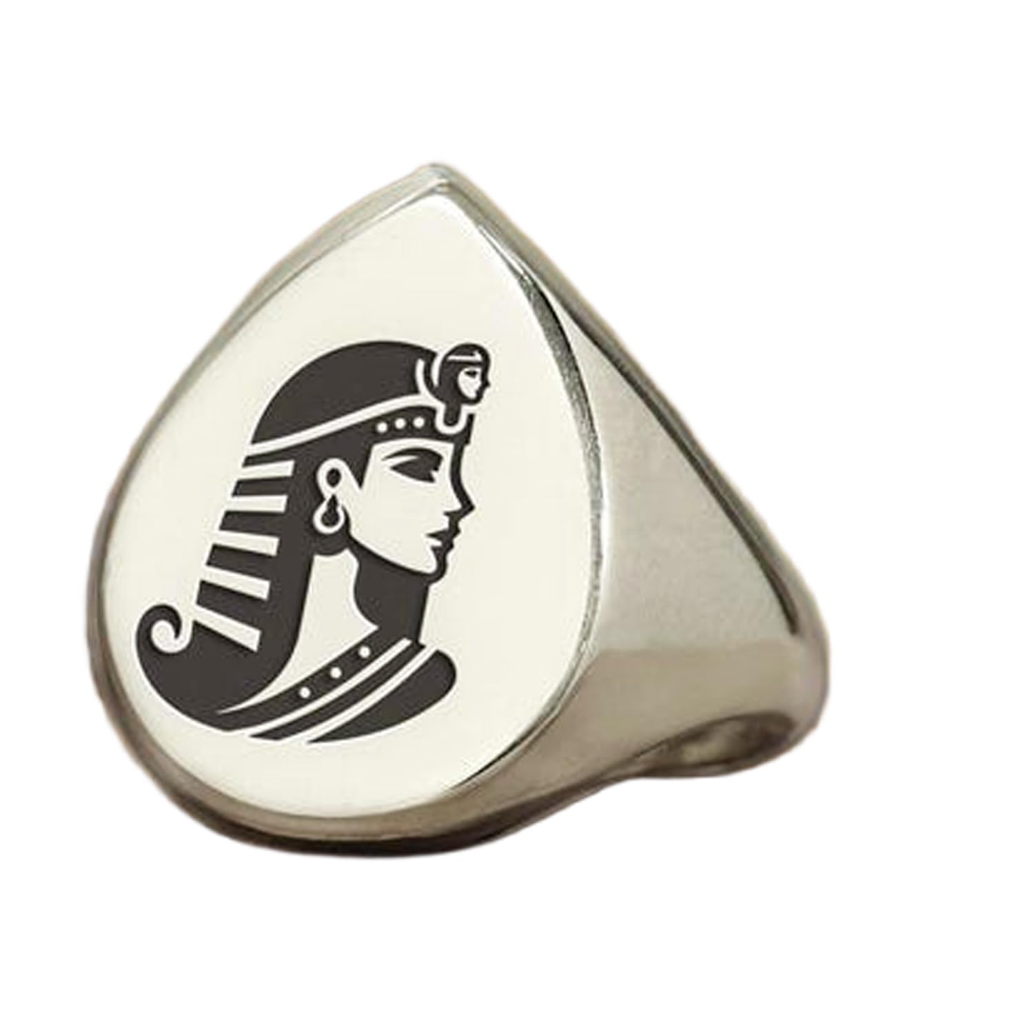 Bague Cléopâtre poire en argent 925 massif ciselée à la main