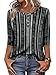 CRAZY GRID Crew Neck Fashion Tunic Tops for Women Three-Quarter Sleeve Loose T Shirts Dressy Stripe Fall Blouses BlackWhiteStripes X-Large
