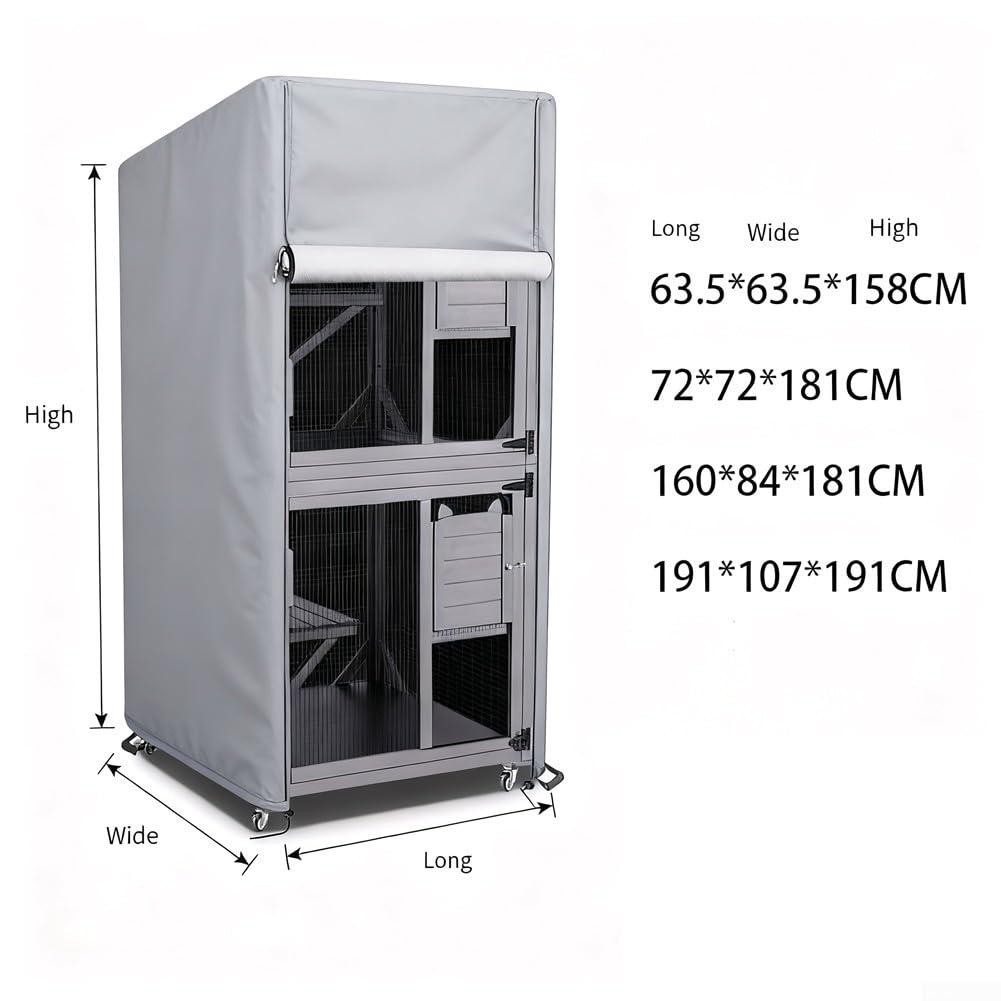 Copertura per recinto per gatti con porta arrotolabile (160 x 84 x 181 cm) | Protezione antipolvere, protegge da detriti, prolunga la durata della gabbia, resistente ai raggi UV