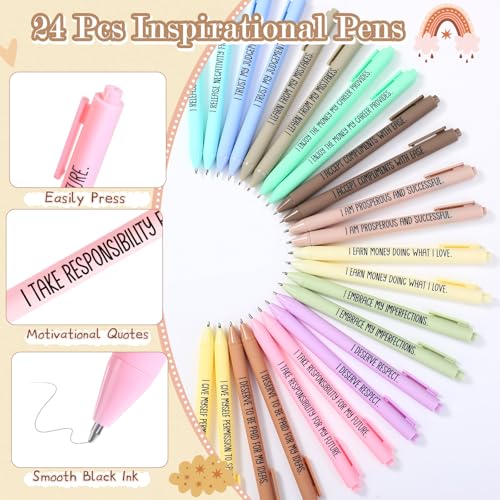 Image of Mooliwe 48 Pcs Positive Affirmation Gift Set Gratitude Notebooks with Pens Small Bags Motivational Encouragement Notepads Daily Affirmations Journal for Women Stress Relief Self Care (Cute)