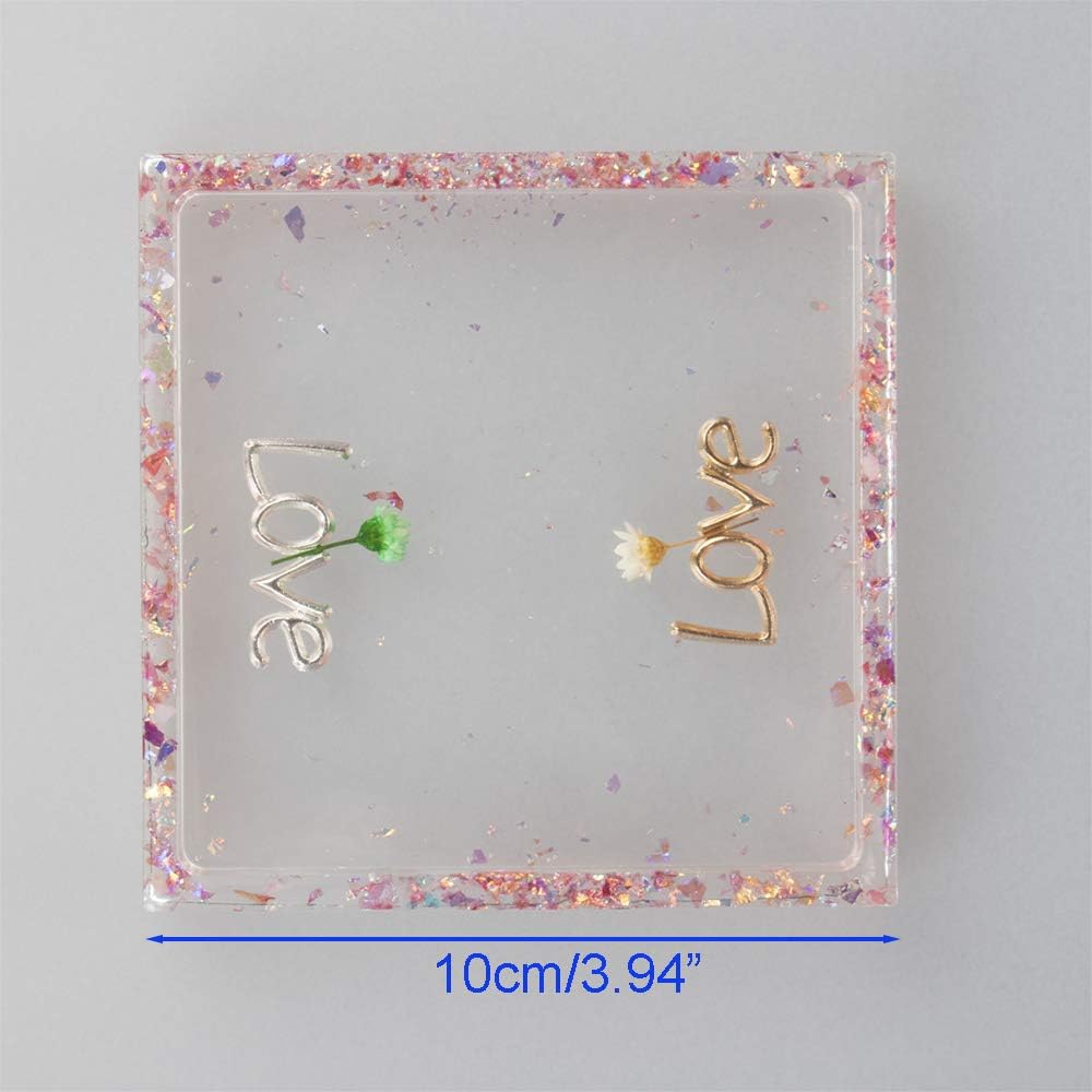 8 Pcs DIY Coaster Silicone Mold, Include 4 Pcs Square, 4 Pcs Hexagon, Molds for Casting with Resin, Concrete, Cement
