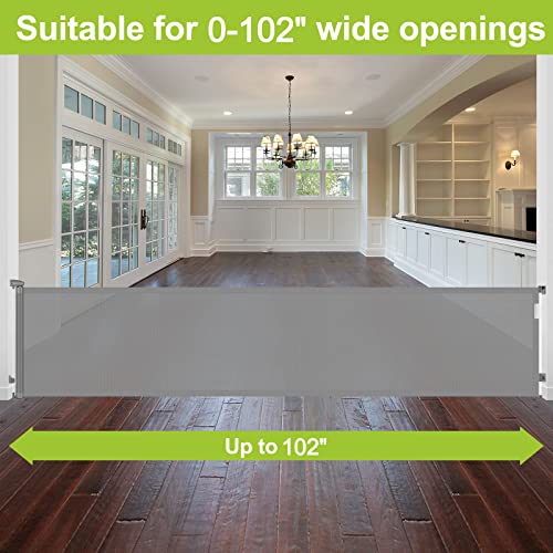 102 Inch Extra Wide Baby Gates Extra Wide Retractable Baby Gates For Doorways Extra Long Retractable Dog Gates For The House Extra Wide Pet Gate Extra Large Baby Gates For Large Openings Child Gate #TOP1