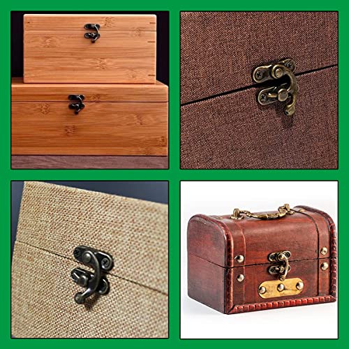 Image of 4 PCs Vintage Hook Hasp Decorative Swing Lock Clasp Right Latch for Jewelry Box Gift Case Wooden Box (Bronze)