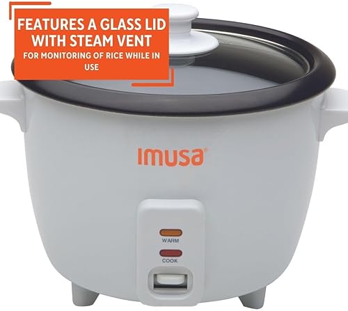 Miniatura 5 de IMUSA USA GAU-00011 - Arrocera eléctrica antiadherente de 3 tazas (sin cocinar) 6 tazas (cocida), color blanco