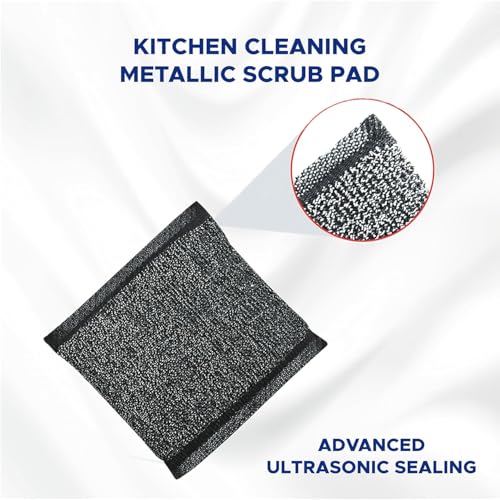 Image of Black Scrubbing Sponge Pads for Kitchen Cleaning, Pack of 6