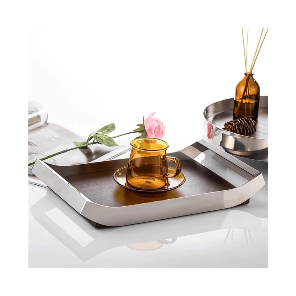 vassoio portaoggetti Vassoio semplice in noce for la decorazione domestica e lo stoccaggio for il posizionamento delle candele for aromaterapia for della colazione in acciaio inossidabile