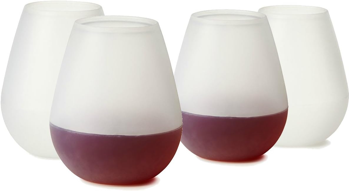 Backpacker's Unbreakable Silicone Wine Glasses or Camping Cups - Set of 4