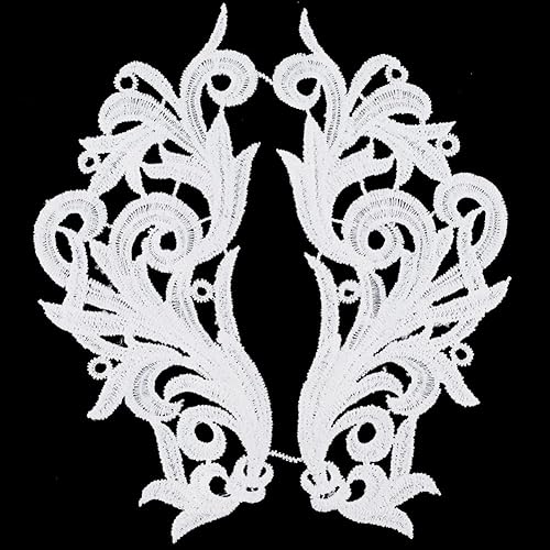 GORGECRAFT 6 works White Flower Lace Fabric Sewing Floral Patches Trim Applique Lace for Sewing Trims Wedding Dress Clothes DIY Decoration
