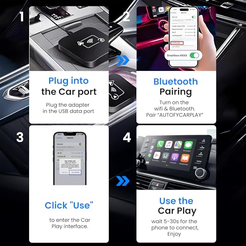 Image of Autofy K1F Wireless Apple CarPlay Android Auto Adapter - Fast Connect & Auto Reconnect - High Performance Device for All Cars & iOS Android Mobile Phones - Easy Setup for iOS Android Bluetooth 5.3