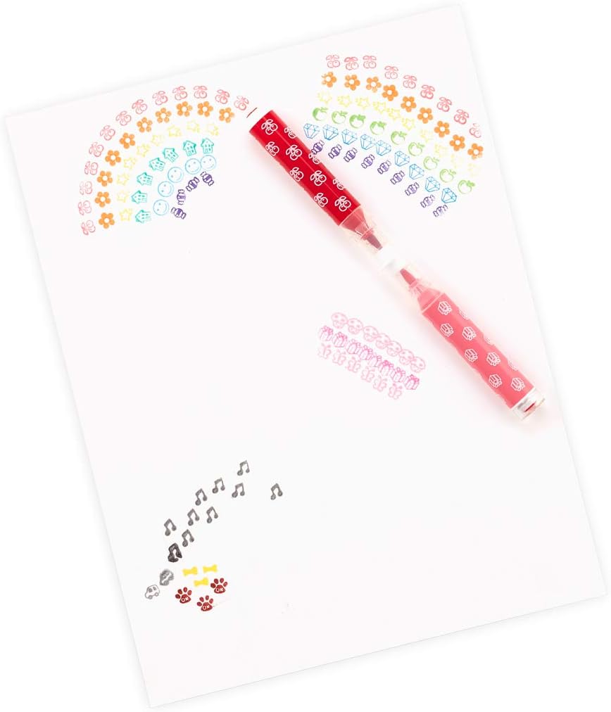 Ooly Double-Sided Stampable Markers, Washable Markers, Marker Stamps and Brush Tip on Each Side, Cute School Suplies, Great for School Replaces Stamp Ink Pad - SCENTED