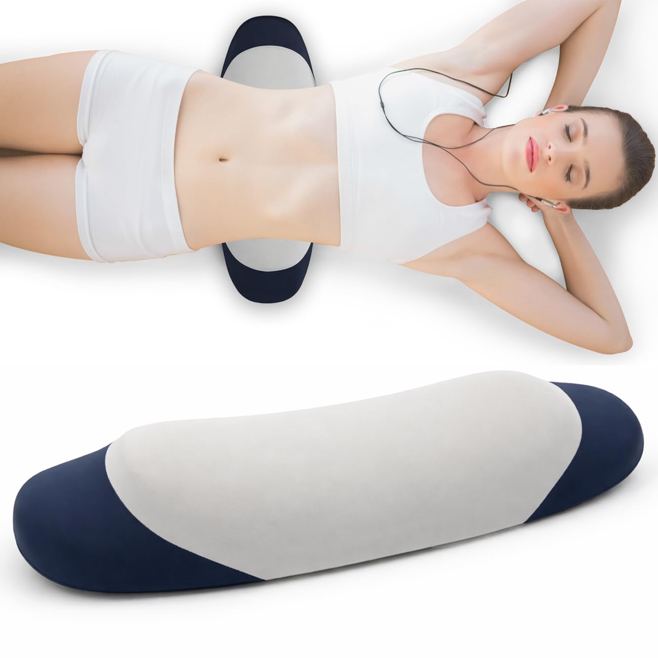Lumbar Support Pillow for Bed, Memory Foam Lower Back Support Pillow for Sleeping, Ergonomic Lumbar Cushion for Side & Back Sleepers, Relieves Lower Back Pain & Improves Sleep Posture