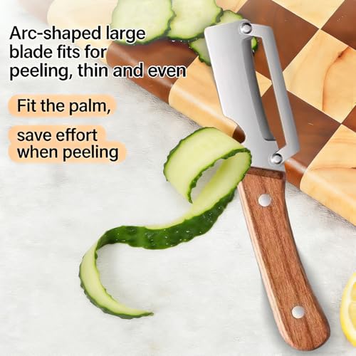 Multi-Functional Vegetable Peeler for Kitchen, Stainless Steel Vegetable Peeler with Wooden Handle and Bottle Opener, Ergonomic Potato Peeler & Fruit Slicer for Easy Potato, Fruit & Veggie Peeling - Image 4