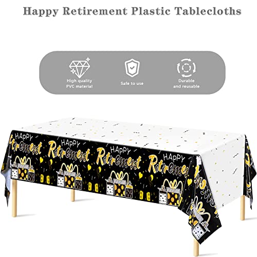 Durony DY0419 2 Pieces Happy Retirement Plastic Tablecloths Table Covers Large Size 54 X 108 Inch Waterproof Retirement Table Cover Retirement Party Table Cover thumb #3