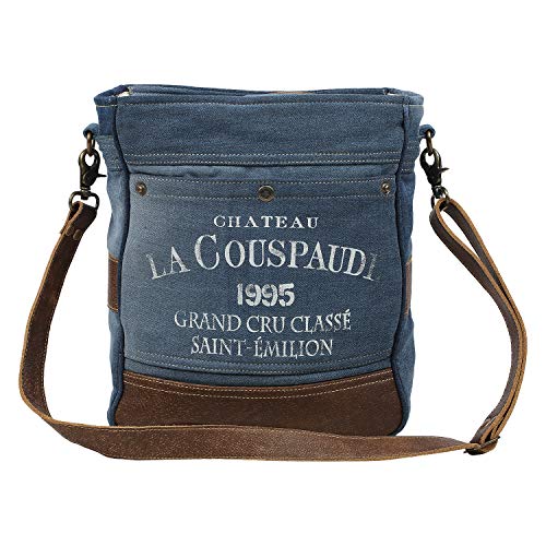 Myra Bag 1995 Vintage Denim Upcycled Cotton Canvas & Leather Shoulder Bag S-1570