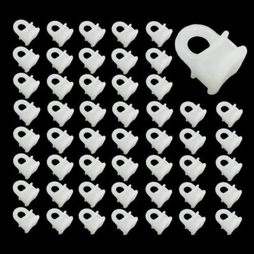 50 Pcs Curtain Rail Gliders Hooks for VW Campervan Caravan, White Plastic Curtain Track Gliders Effortless Hook Rollers Rust-Free Gliding Rail Slider for Window Door Shower