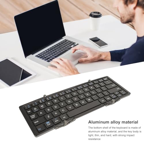 Goshyda Faltbare Bluetooth-Tastatur, Tragbare Kabellose Tastatur, Reisetastatur, Dreifach Faltbare BT-Tastatur, für IOS, Android, Windows, für Mobiltelefone, Kabellose Externe Laptops – Bild 5