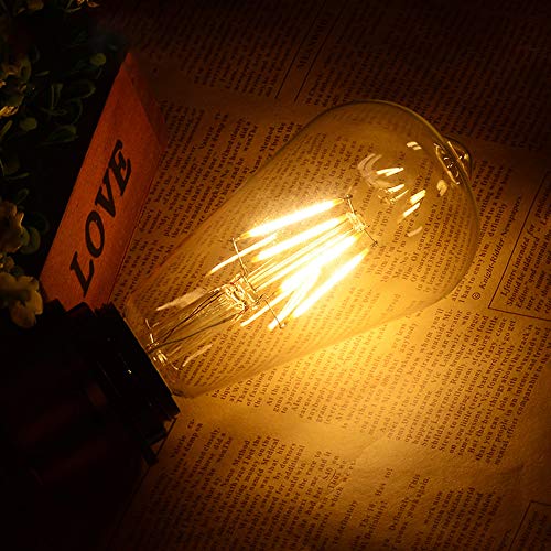 St64 E26 Edison Bulb Dimmable 4W 110V E26 St64 Filament Led Bulb Warm Lighting High Operating Life 2700K Clear Antique Edison Style Bulb 40W Equivalent (6 Pack) #TOP6