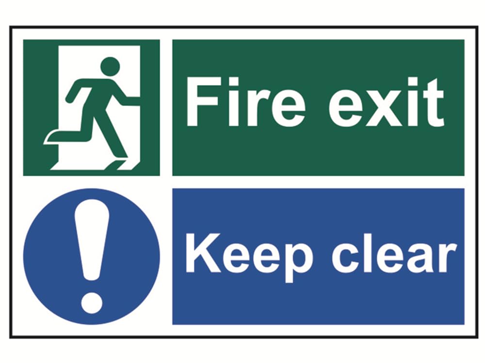 Spectrum Industrial Fire Exit Keep Clear S/A PVC Sign 300x200mm 1540