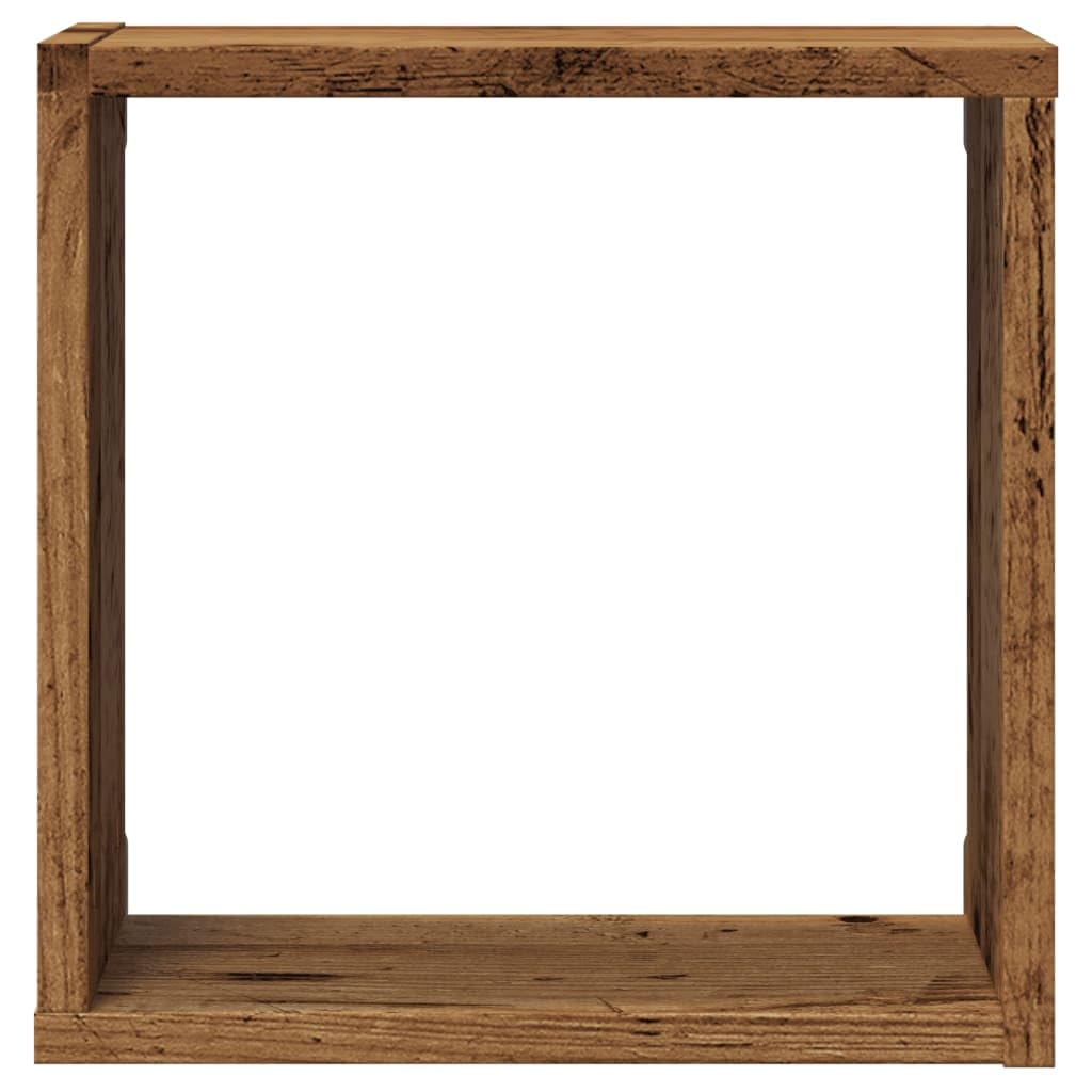SYDE Mensole a cubo da parete, 6 pezzi, in legno invecchiato, 30 x 15 x 30 cm | Legno di ingegneria resistente, montaggio a parete, salvaspazio, facile da pulire, per soggiorno e camera da letto