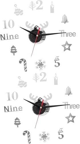 Abaodam 2 juegos de reloj acrílico de Navidad decoración de pared de Navidad reloj de granja reloj decorativo DIY reloj de pared reno reloj de pared