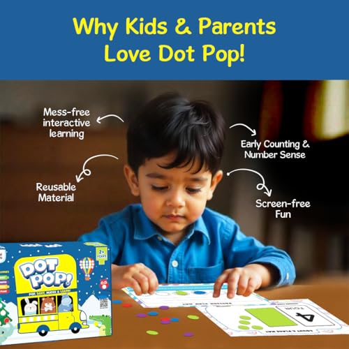 Image of GiniMini DOT POP! Activity Kit for Kids 2-5 | 150+ Elements | Colour, Counting, Sorting & Matching Games | Early Learning, Motor Skills | Reusable, Mess-Free & Screen-Free Fun (DOTPOP)