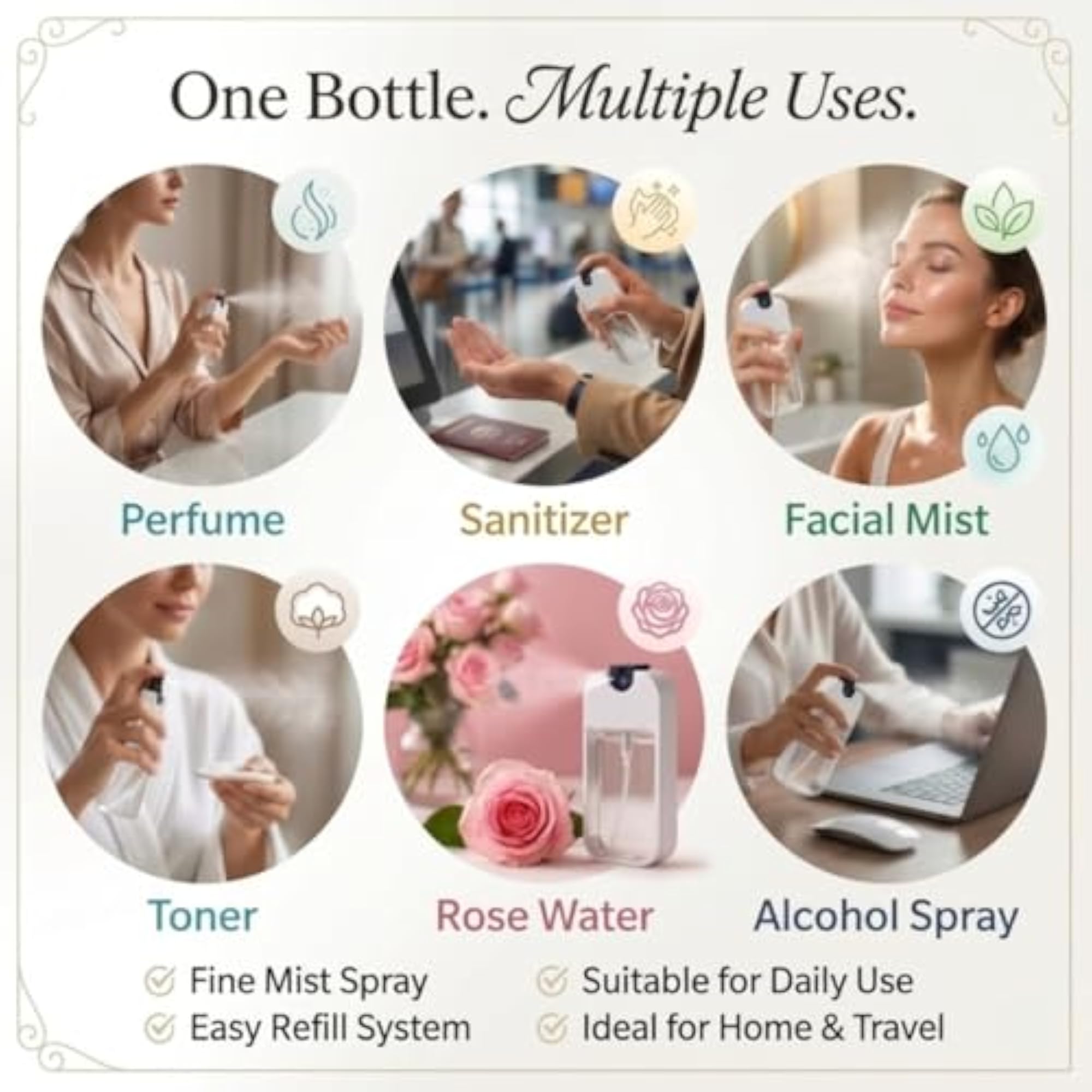 Portable 45ml Refillable Pocket Perfume Atomizer Spray