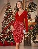 DRESSTELLS Velvet Sequin Dresses for Women, Red Ch... #5