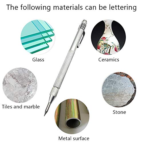 NEPAK 4 Pack Tungsten Carbide Scriber with Magnet,with Extra 4 Replacement Marking Tip,Etching Engraving Pen for Glass/Ceramics/Metal Sheet