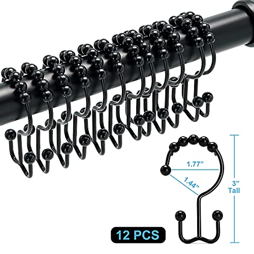 Black Shower Rod with 12 Hooks, Adjustable 18-79 Inches, Fits 20-78 Inch Spaces, No Drill Rust Resistant Spring Rod for Bathroom, Kitchen, Bedroom, Balcony by BloomFlower - Image 7