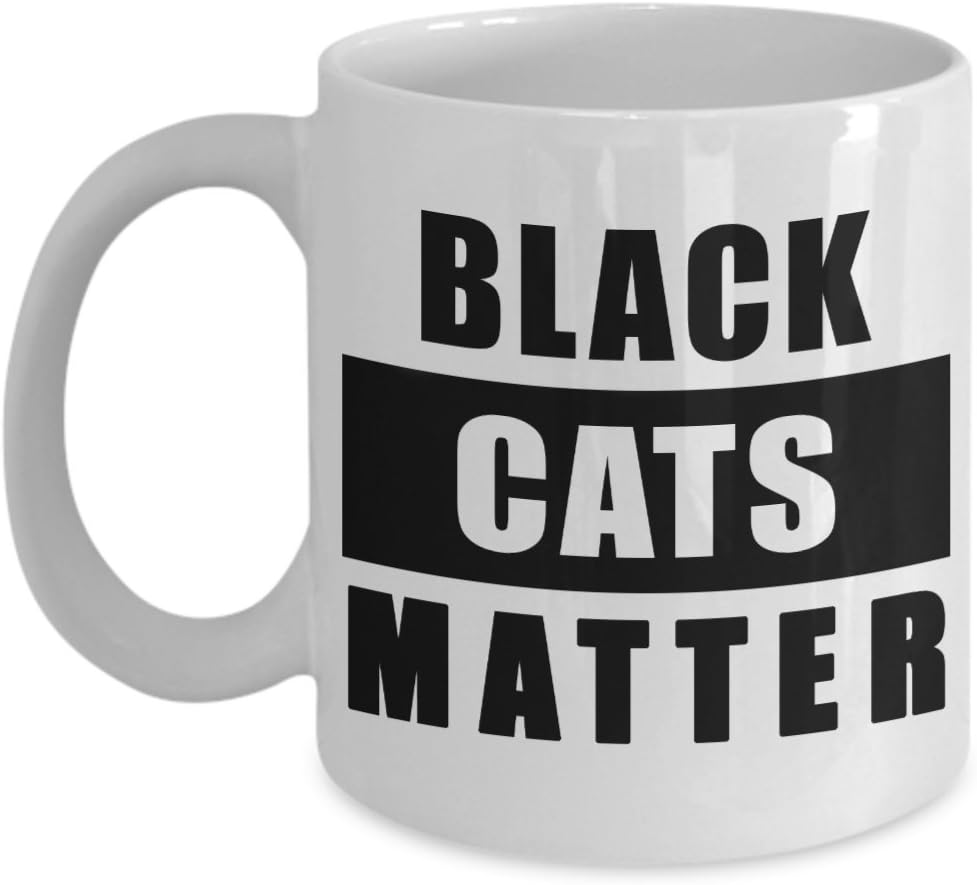 Black Cats Matter Coffee Mug, 11 ounce Ceramic Coffee Cup for Cat Lovers