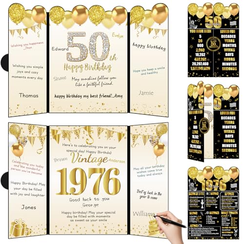 Uiorgui Black Gold 50th Birthday Decorations, 2pcs Happy 50th Birthday...