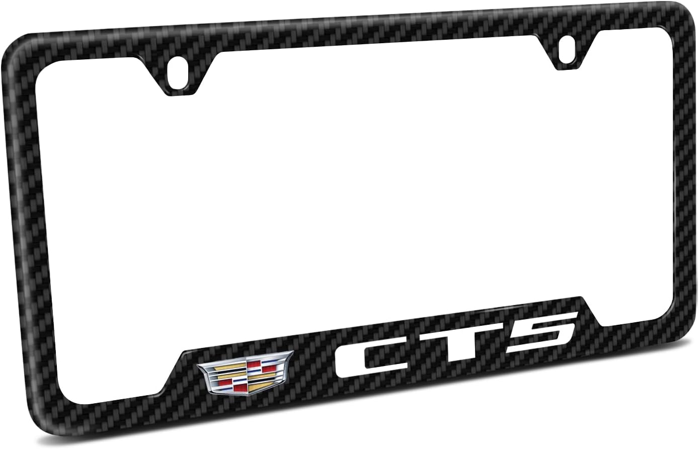 iPick Image for Cadillac CT5 Black Carbon Fiber Texture ABS Plastic 50 States License Plate Frame is Official Licensed