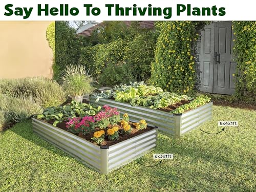 Plant & Plot Galvanized Raised Garden Beds Outdoor // 8×4×1 ft (2-Pack) Planter Raised Beds for Gardening, Vegetables, Flowers // Large Metal Garden Box (Silver) // Patented Tool-Free Design by Plant & Plot - Image 4