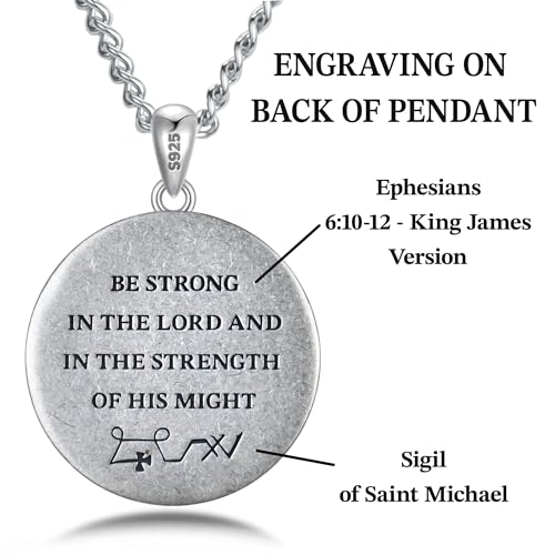 Sterling Silver St. Michael Archangel Amulet Pendant – Men’s Protective Charm Against Evil – Catholic Religious Jewelry oxidized Vintage style2