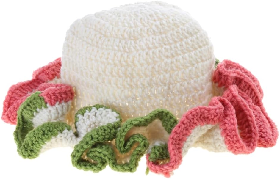 Hat, Adult Crochet Bucket Hat Handmade Ruffled Brim Fisherman Hat Windproof Hat