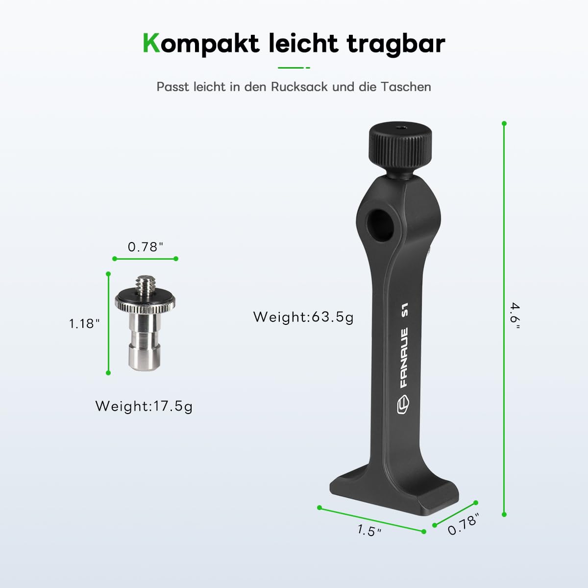 FANAUE Adaptateur de trépied pour jumelles avec filetage 1/4-20", compatibilité avec les jumelles Porro et les têtes sphériques Arca, adaptateur universel pour l'observation des oiseaux, la chasse
