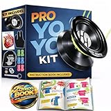 Professional Responsive Yoyo Kit, Premium Alloy Yo-Yo for Kids and Beginners with Easy-to-Follow Top 25 Tricks Book, Yoyo Glove, Storage Sack, 10 Colored Strings, and Bearing Tool, Great Gift for Boy.