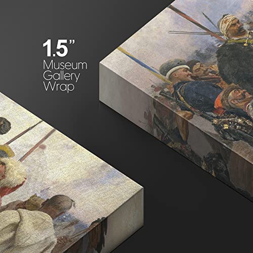 Wall26 - Reply Of The Zaporozhian Cossacks To Sultan Mehmed Iv Of The Ottoman Turkey Empire By Ilya Repin - Canvas Print Wall Art Famous Painting Reproduction - 16" X 24" #TOP3