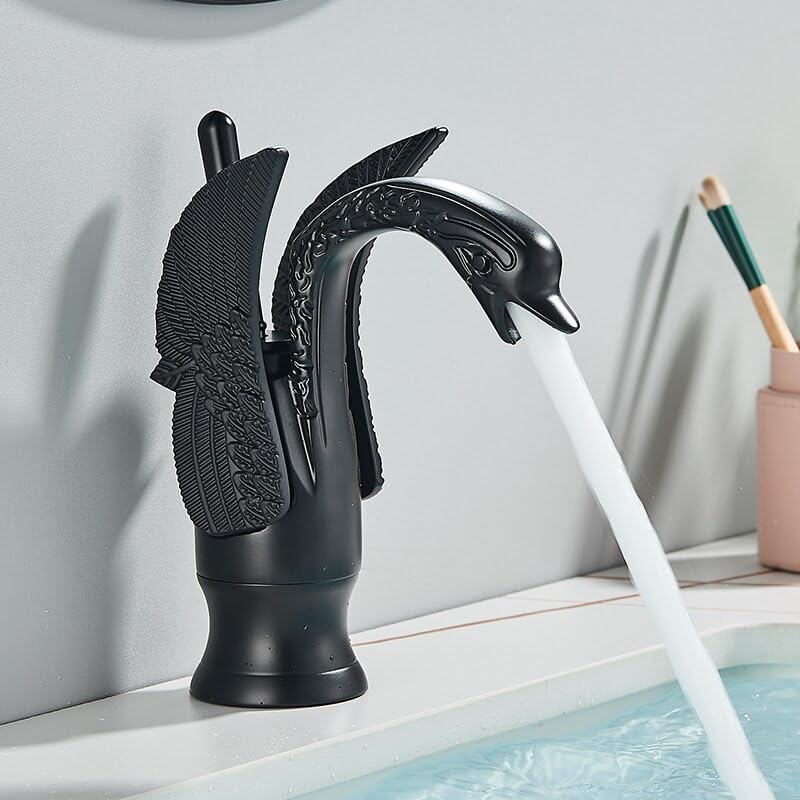Mitigeur lavabo anti-trace noir mat en cuivre pour éliminer le calcaire