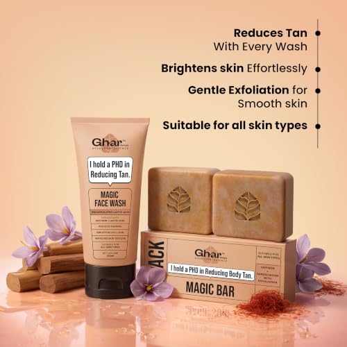 Ghar Soaps Magic De-Tan Face Wash & Sandalwood Saffron Bath Soap - Image 3