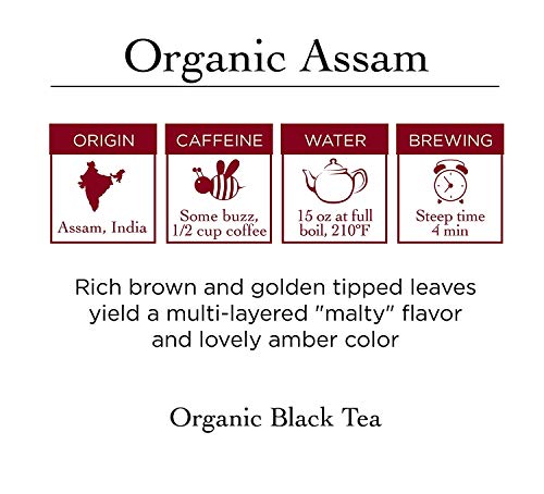 Two Leaves And A Bud Organic Assam Breakfast Tea Bags, Whole Leaf Black Tea In Sachets, 100 Count #TOP3