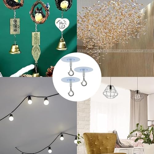 Image of 2 PCS Adhesive Ceiling Hook, Heavy Duty Self-Stick Ceiling Hooks, Ceiling Hooks for Hanging Plants, for Bird Feeders, Lanterns, Wind Chimes, Planters, Outdoor Decoration Hooks